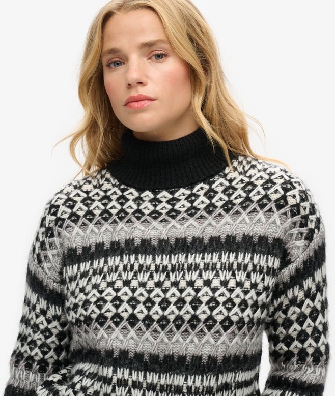 Roll Neck Crop Knit Jumper
