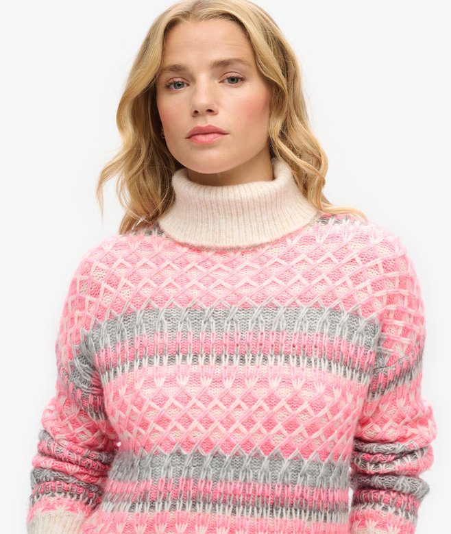 Roll Neck Crop Knit Jumper