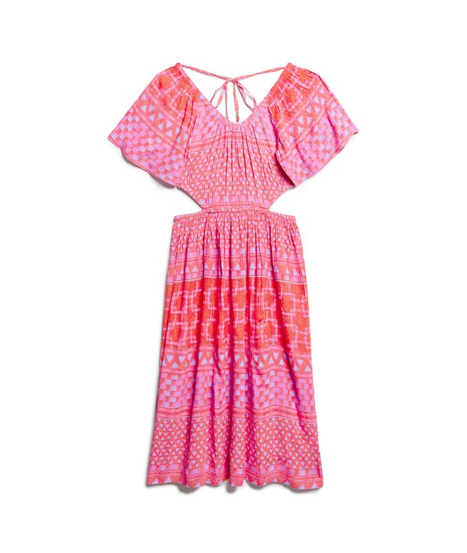 Printed Cut Out Midi Dress