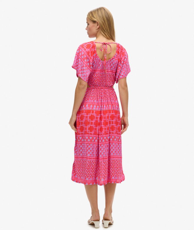 Printed Cut Out Midi Dress