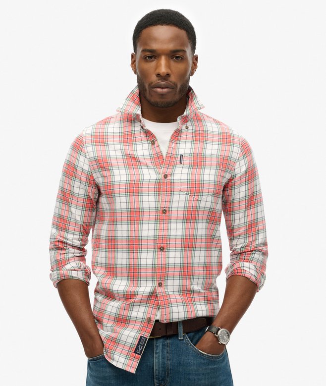 Hombre Camisa de algodón orgánico a cuadros vintage en cuadros