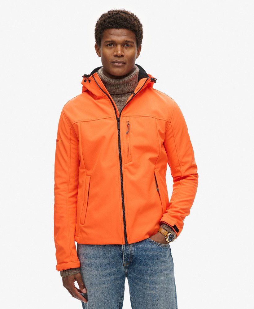 mens Hooded Soft Shell Trekker Jacket in Flame Orange | Superdry UK