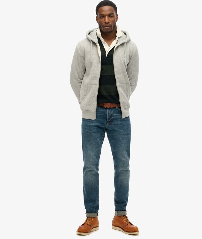 Organic Cotton Vintage Logo Embroidered Zip Hoodie