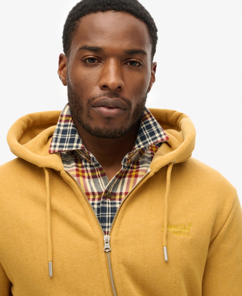 mens Essential Logo Zip Hoodie in Mustard Yellow Marl | Superdry CA-EN