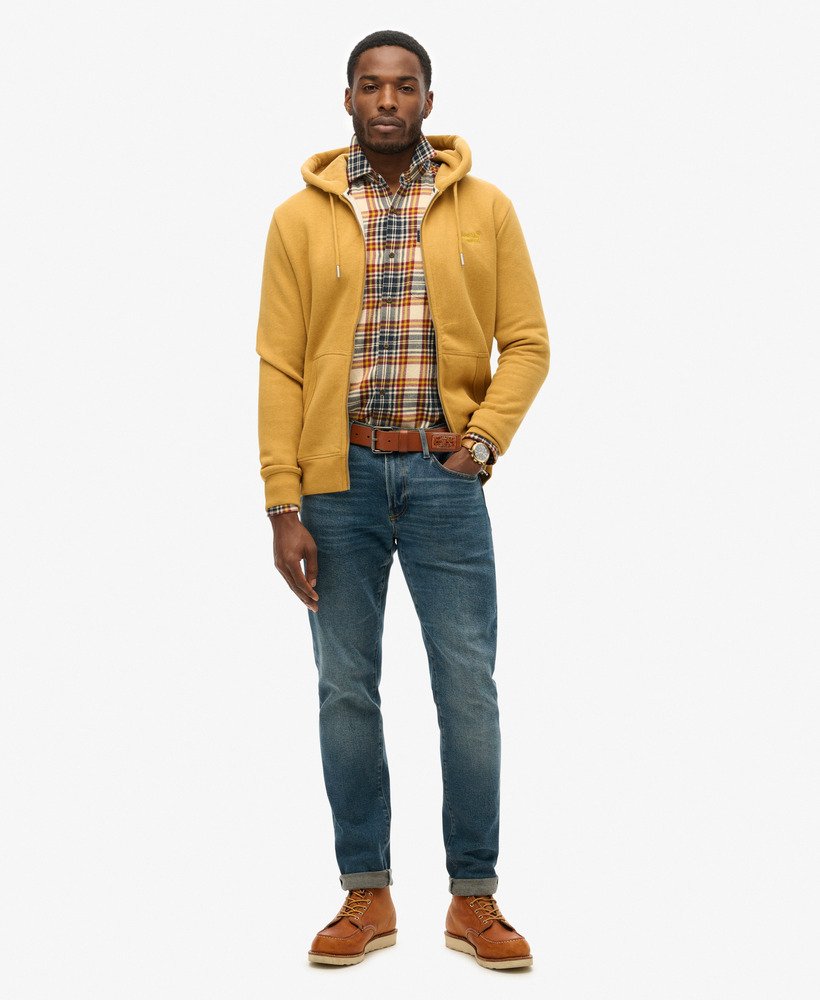 mens Essential Logo Zip Hoodie in Mustard Yellow Marl | Superdry CA-EN