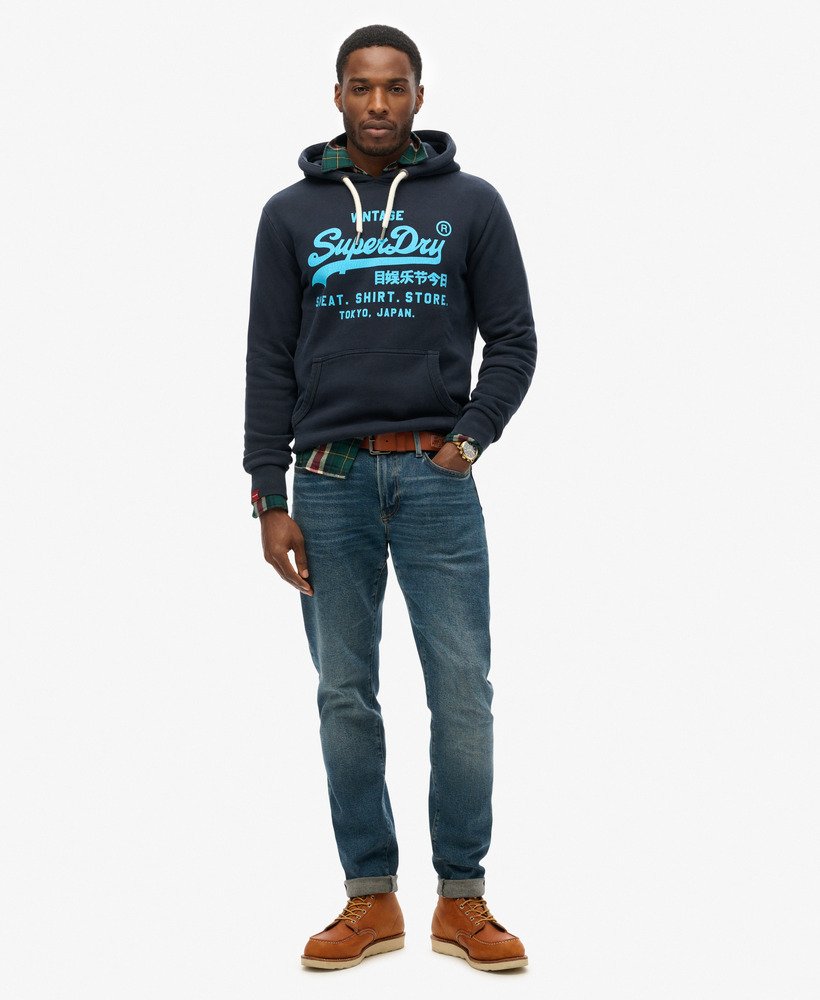 mens Neon Vintage Logo Hoodie in Eclipse Navy | Superdry CA-EN