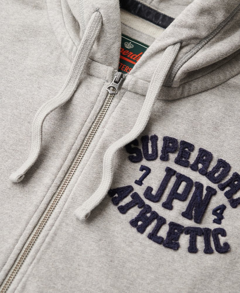 mens Vintage Athletic Zip Hoodie in LIGHT GREY MARL | Superdry US