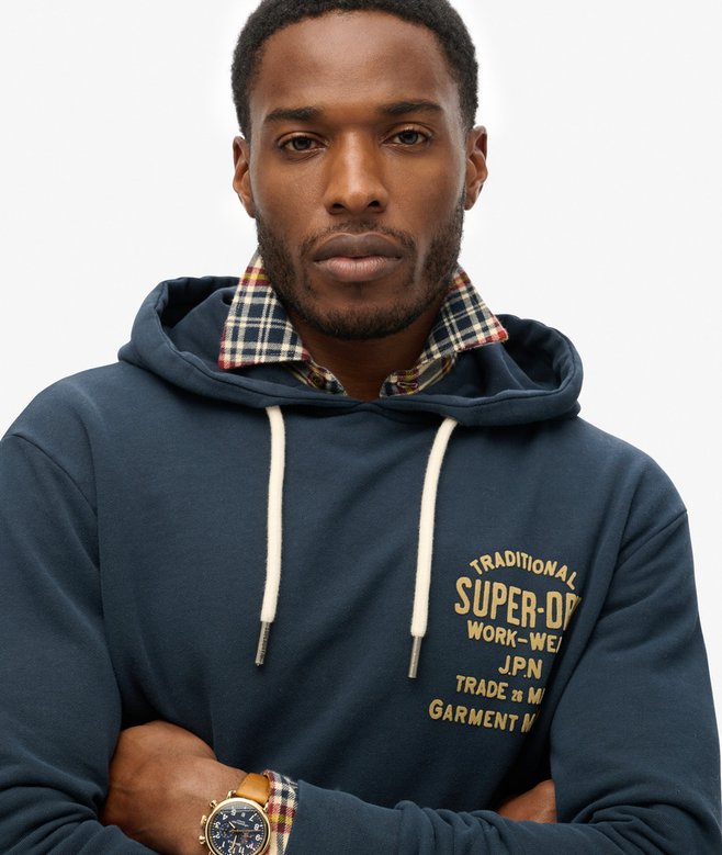 Workwear Flock Chest Graphic Hoodie