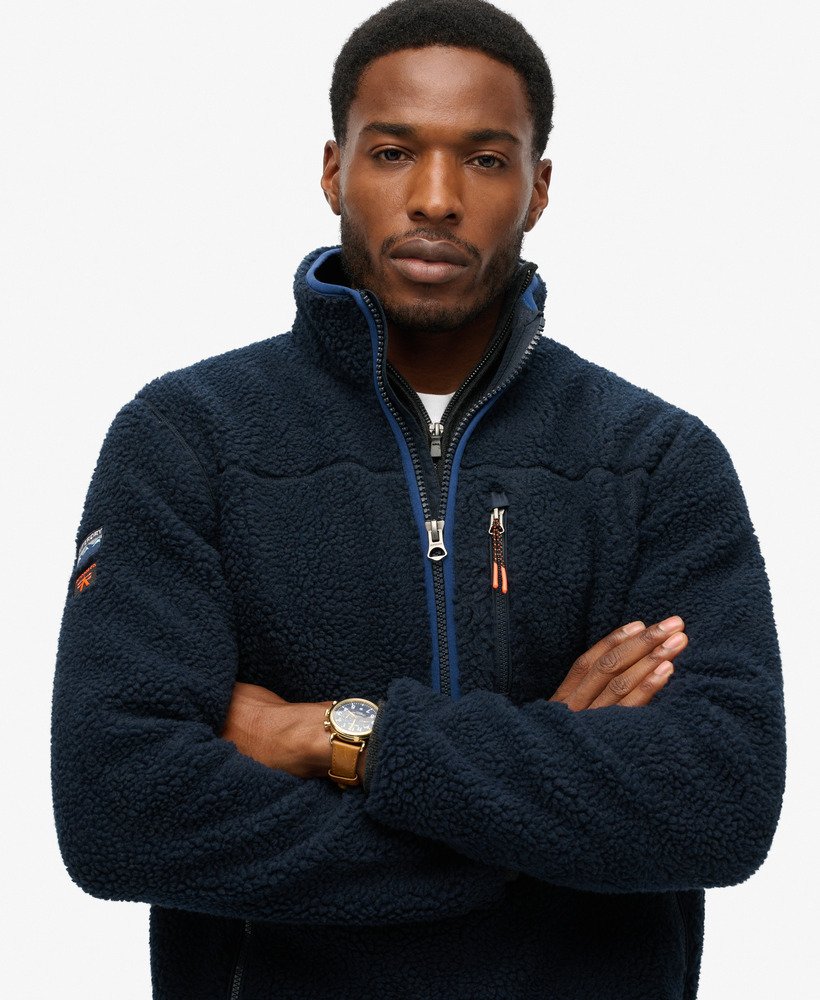 mens Outdoor Half Zip Sherpa Fleece in Eclipse Navy | Superdry US