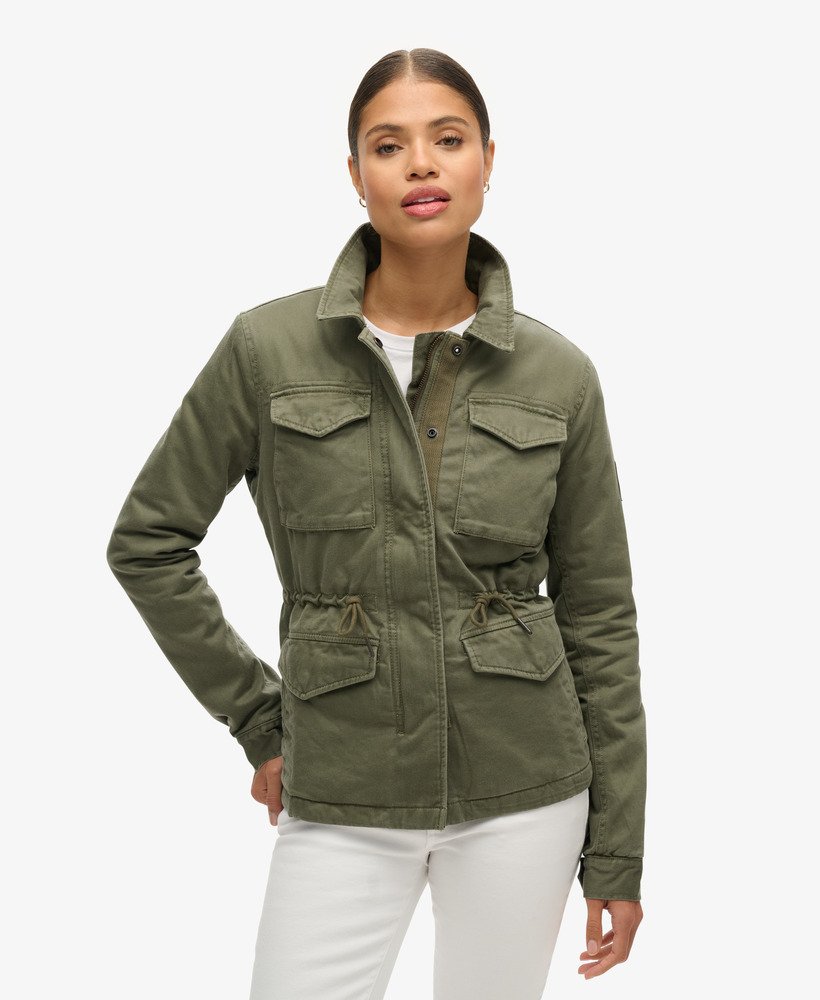 KOWGA×UNION WOMENS FADE M65 FIELD JACKET womens Military M65 Lined Jacket in WASHED KHAKI | Superdry US