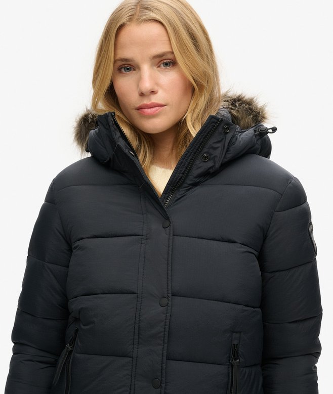 Faux Fur Short Hooded Puffer Jacket