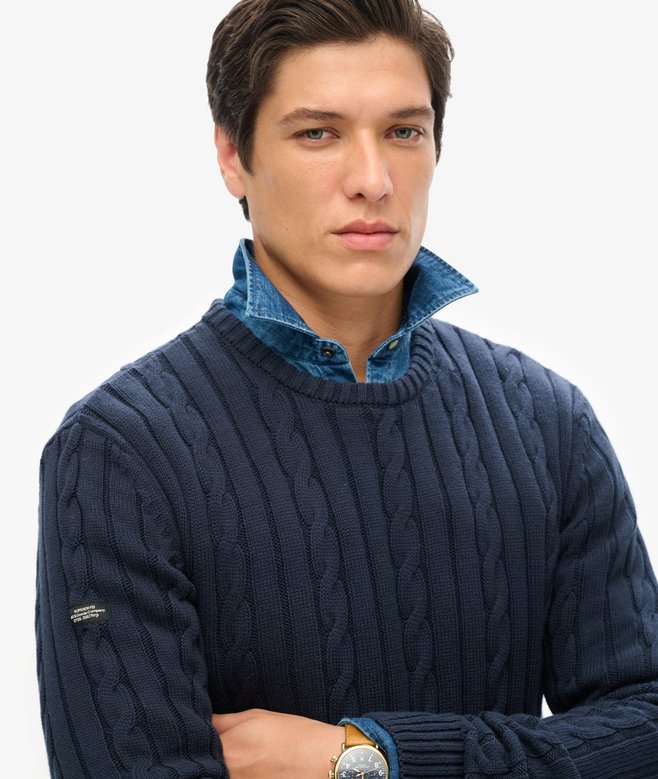 Cotton Classic Cable Knit Crew Jumper
