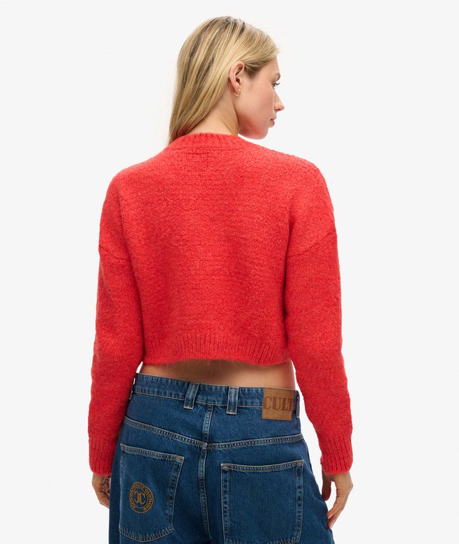 Vintage Textured Crop Knit Jumper