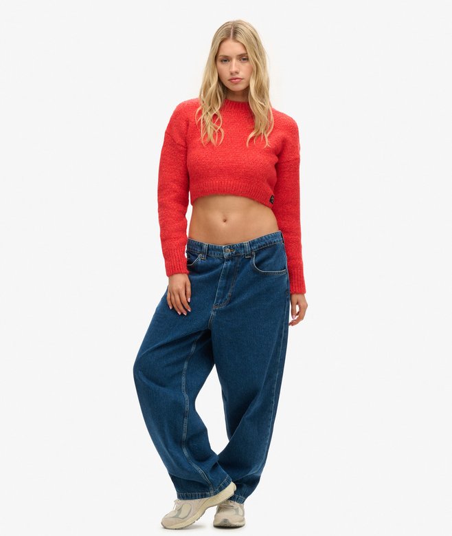 Vintage Textured Crop Knit Jumper