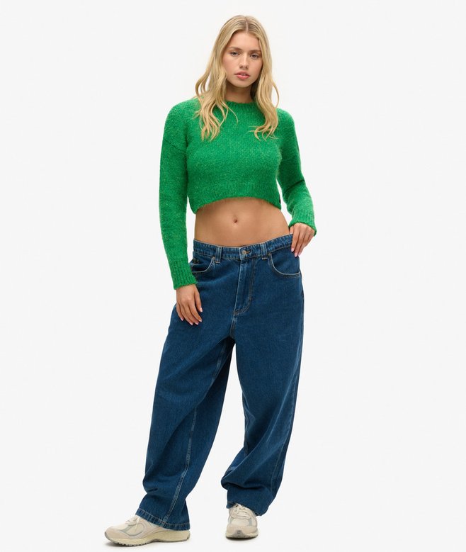 Vintage Textured Crop Knit Jumper