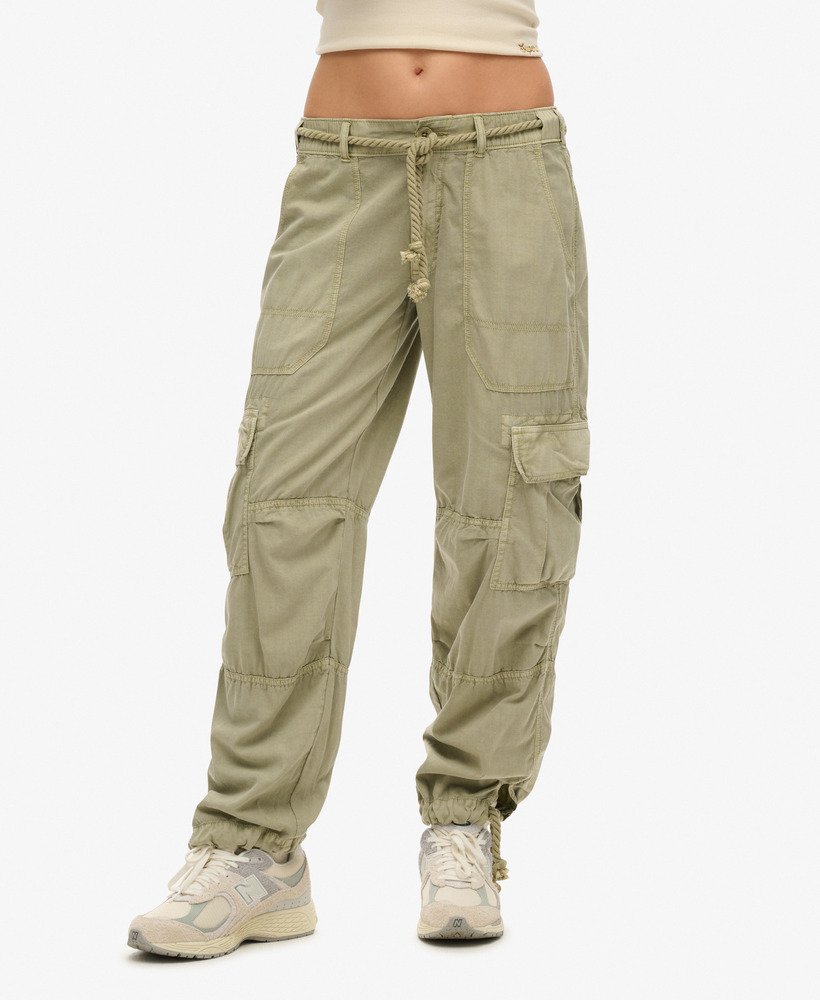 womens Lightweight Beach Cargo Pants in SULPHINE OLIVE GREEN