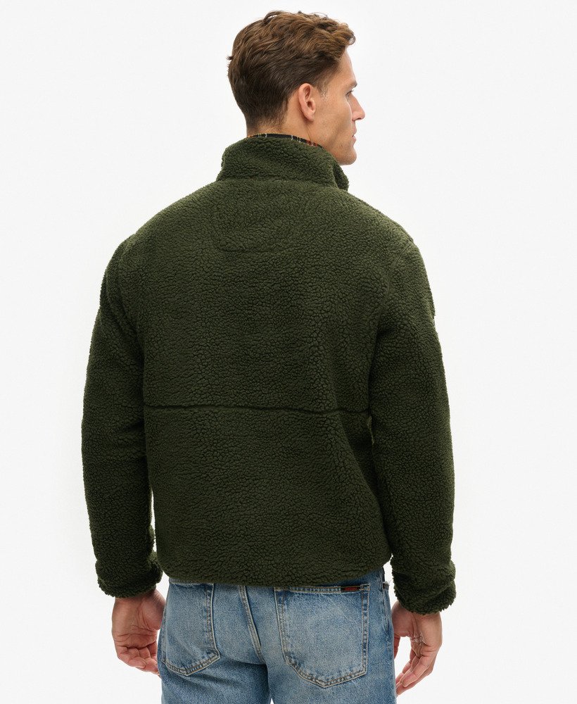 mens Outdoor Half Zip Sherpa Fleece in Surplus Goods Olive Green