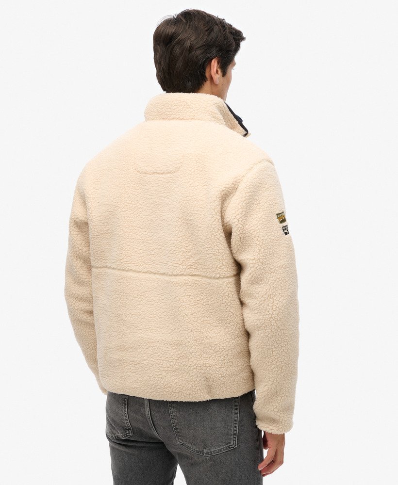 mens Outdoor Half Zip Sherpa Fleece in Oatmeal Beige | Superdry US