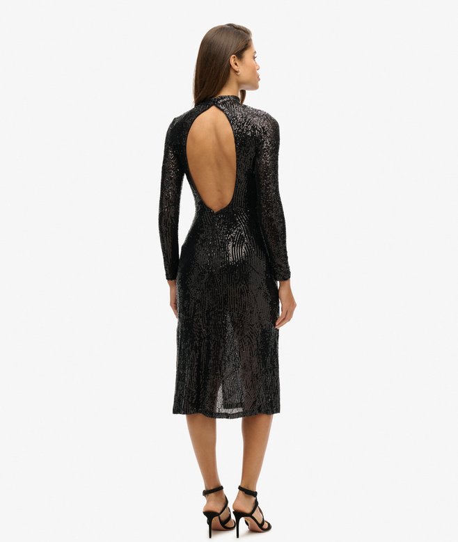 Backless Sequin Midi Dress