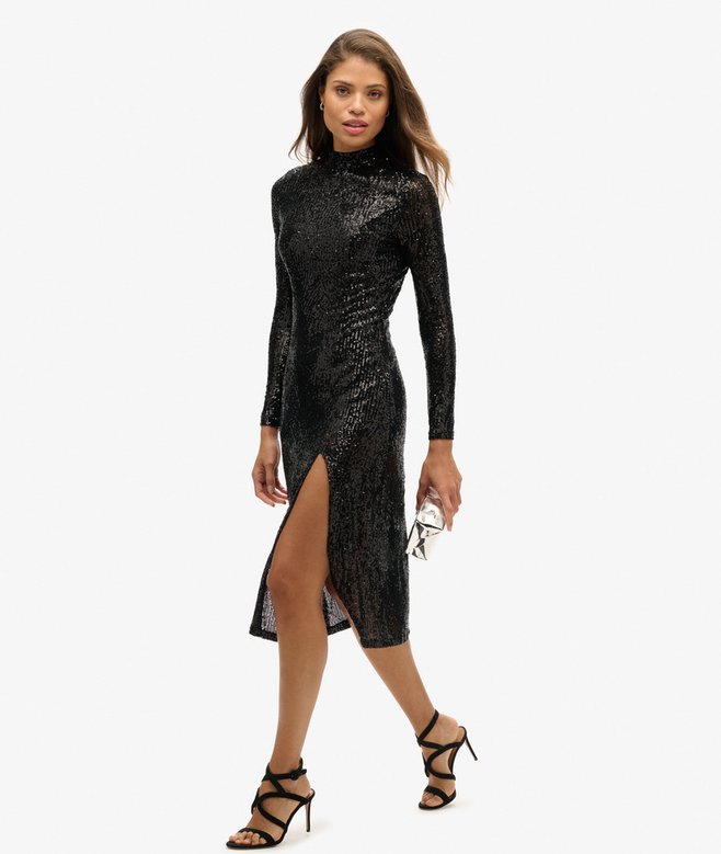 Backless Sequin Midi Dress