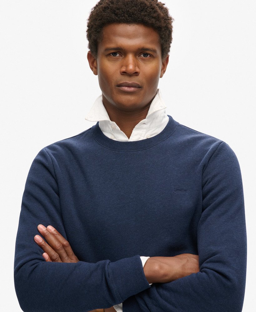 mens Essential Logo Crew Sweatshirt in Rich Navy Marl | Superdry UK