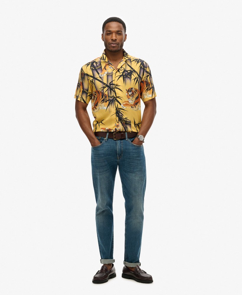mens Hawaiian Resort Shirt in TORA GOLD | Superdry US