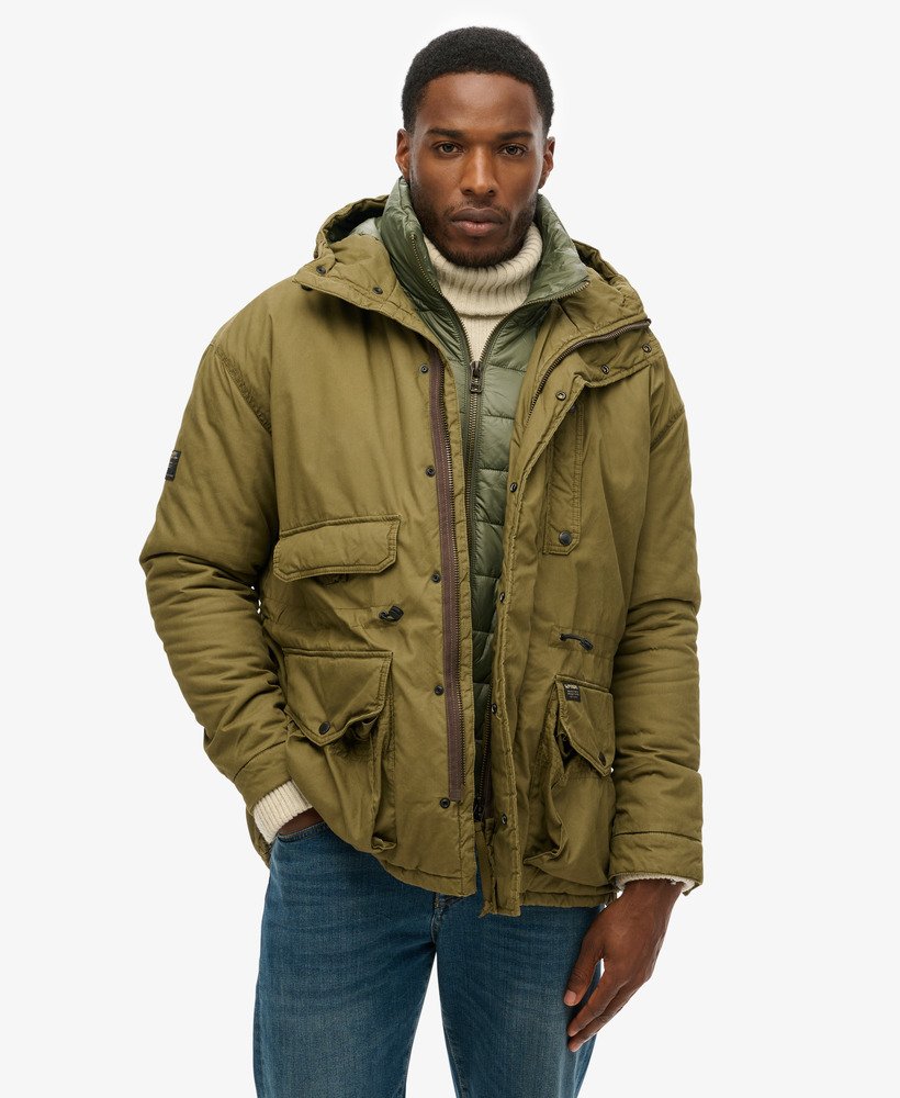 mens Hooded Cotton Lined Deck Jacket in KHAKI | Superdry US