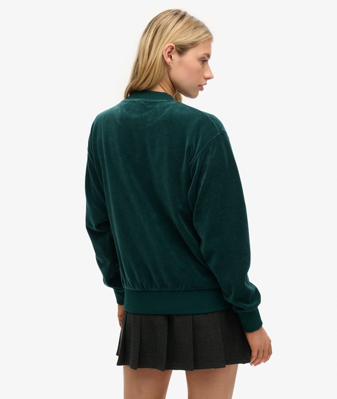 Velour Graphic Boxy Crew Sweatshirt