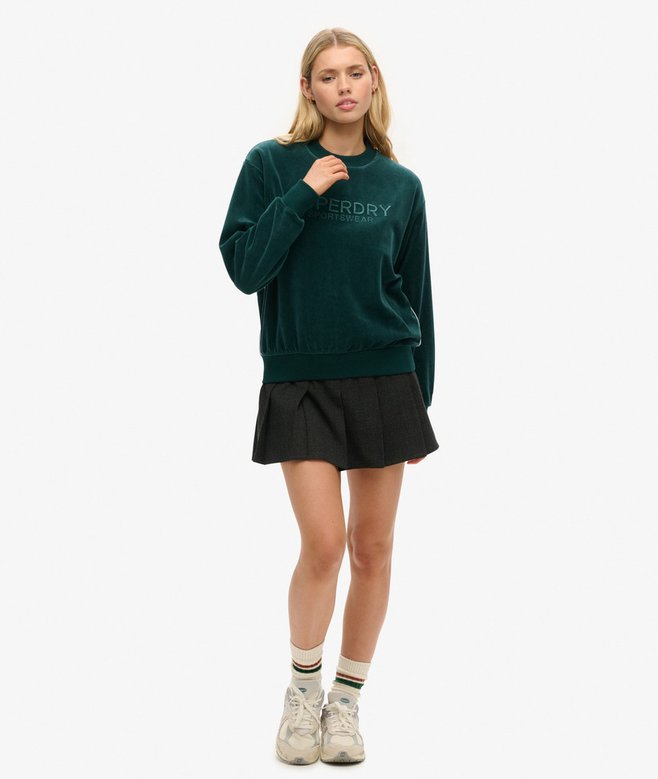 Velour Graphic Boxy Crew Sweatshirt