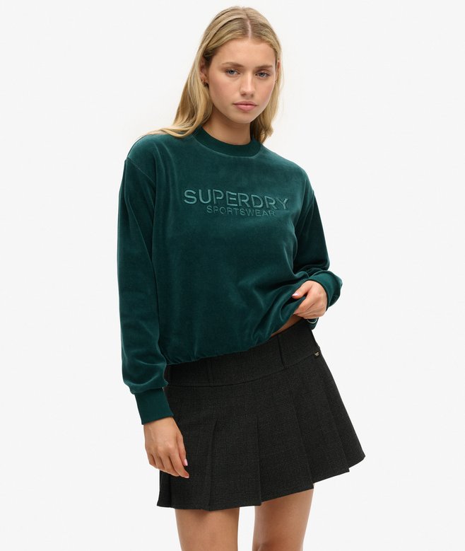 Velour Graphic Boxy Crew Sweatshirt
