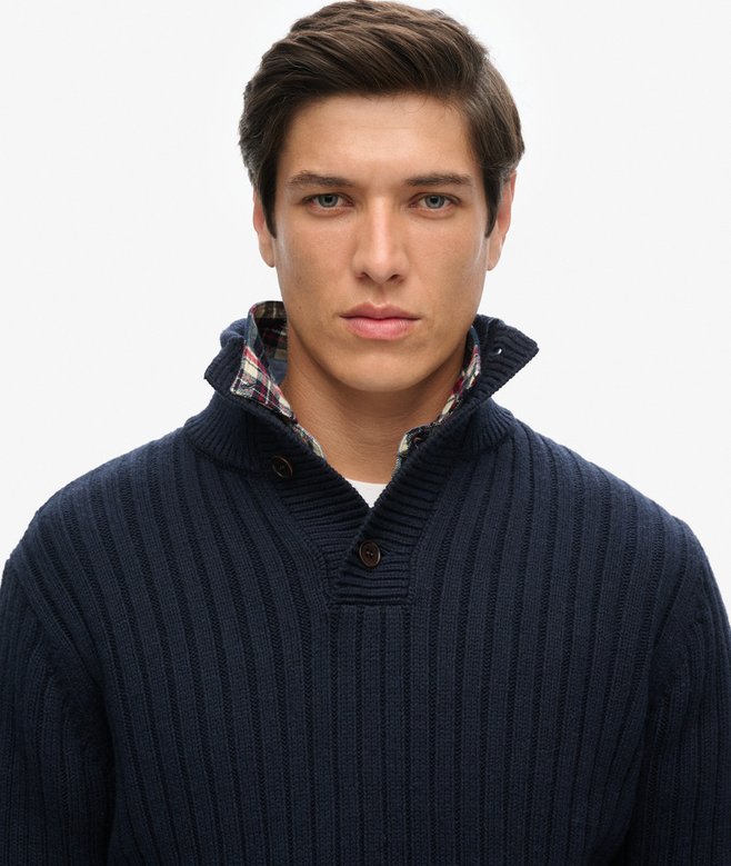 Ribbed Half Button Jumper