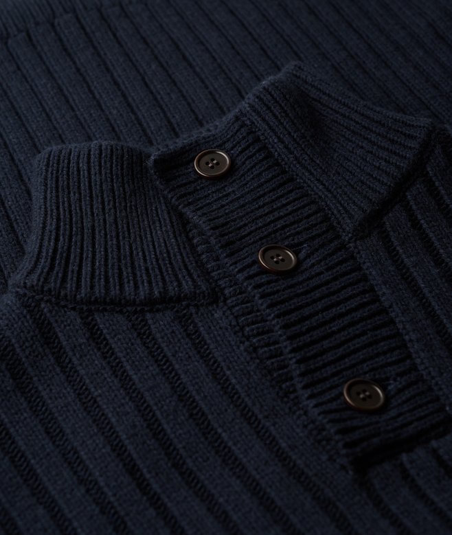 Ribbed Half Button Jumper