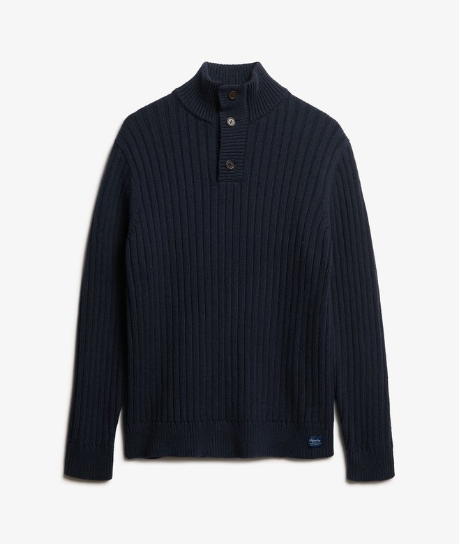 Ribbed Half Button Jumper
