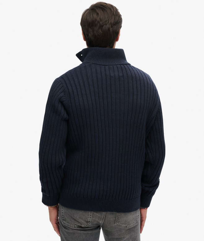 Ribbed Half Button Jumper