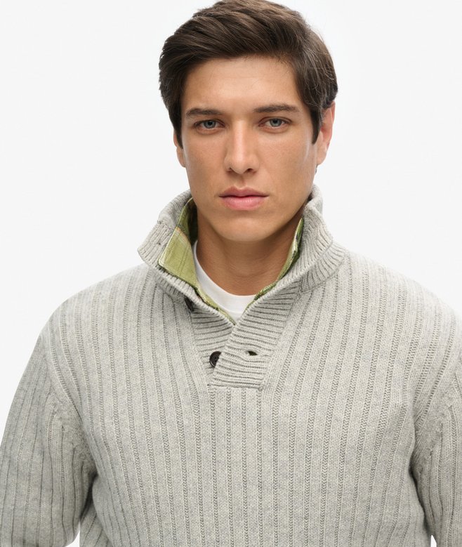 Ribbed Half Button Jumper