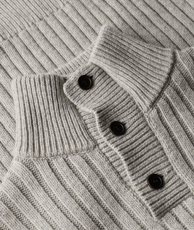 Ribbed Half Button Jumper