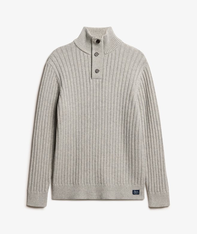 Ribbed Half Button Jumper