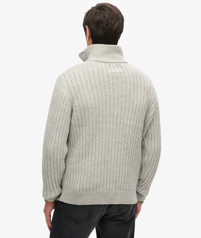 Ribbed Half Button Jumper