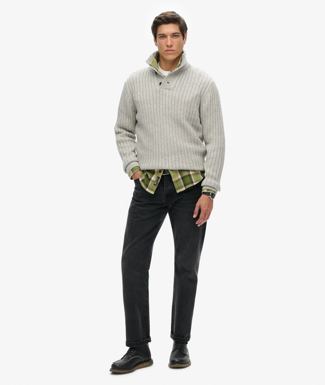 Ribbed Half Button Jumper