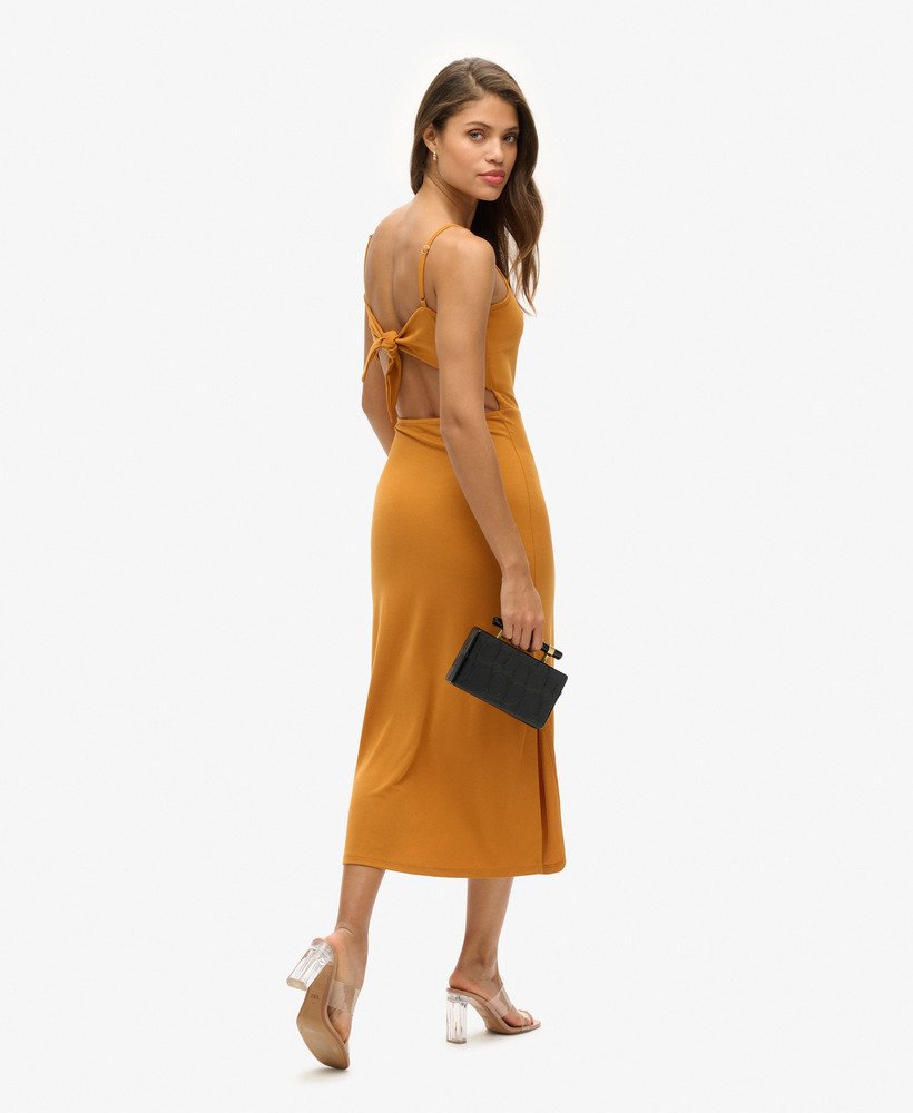 womens Jersey Open Back Dress in Heritage Ochre | Superdry US