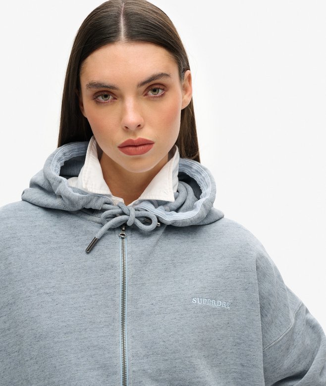 Essential Logo Overdyed Zip Hoodie