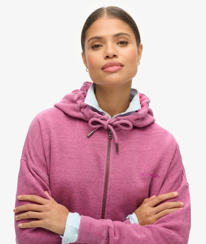 Essential Logo Overdyed Zip Hoodie