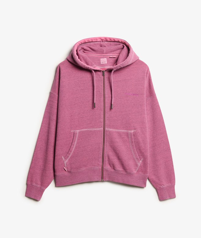 Essential Logo Overdyed Zip Hoodie