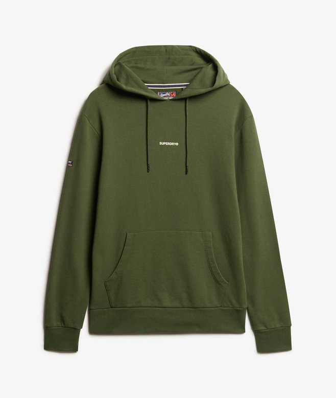 Felpa con cappuccio a tinta unitaarmy green da Uomo Superdry IT