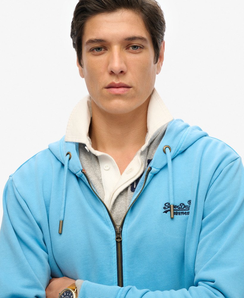 【Superdry】Superdry Essential ロゴ ジップパーカー mens Classic Essential Zip Hoodie in Silver Blue | Superdry US