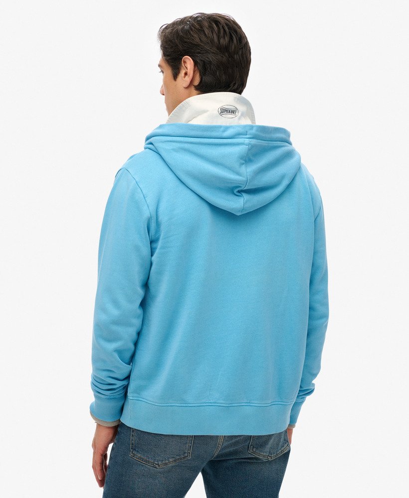 mens Essential Logo Washed Zip Hoodie in Washed Heritage