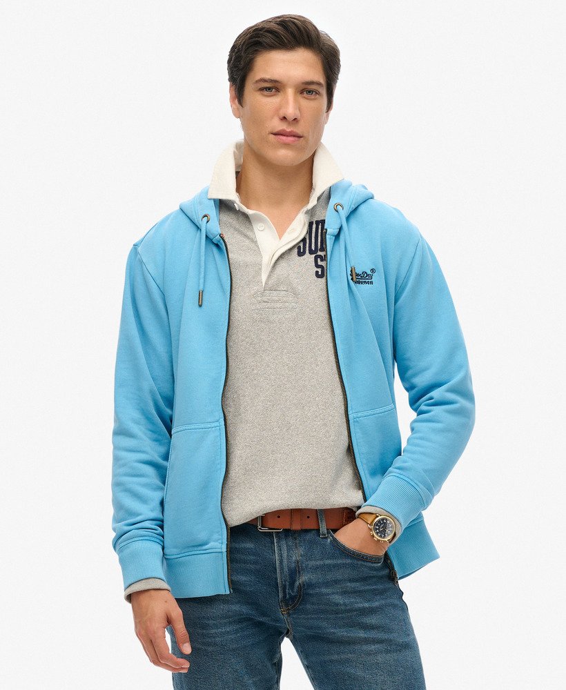 【Superdry】Superdry Essential ロゴ ジップパーカー mens Essential Logo Washed Zip Hoodie in Washed Heritage