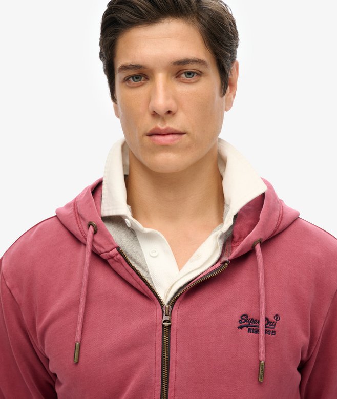Essential Logo Washed Zip Hoodie