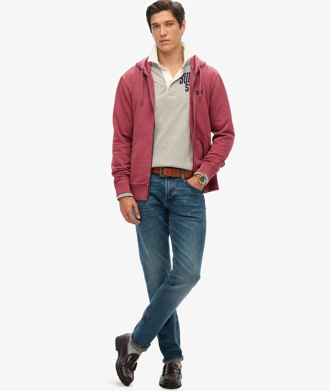 Essential Logo Washed Zip Hoodie