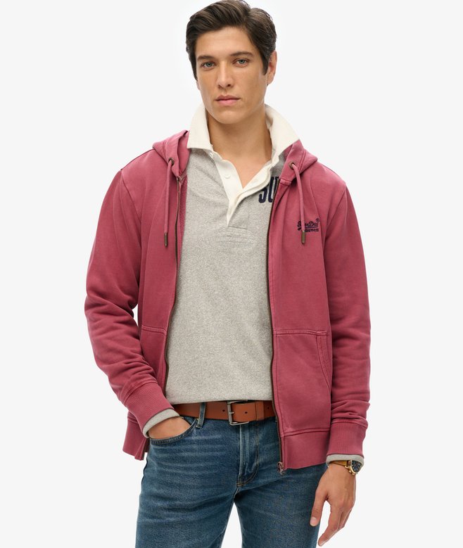 Essential Logo Washed Zip Hoodie
